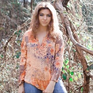 floral orange hippie top